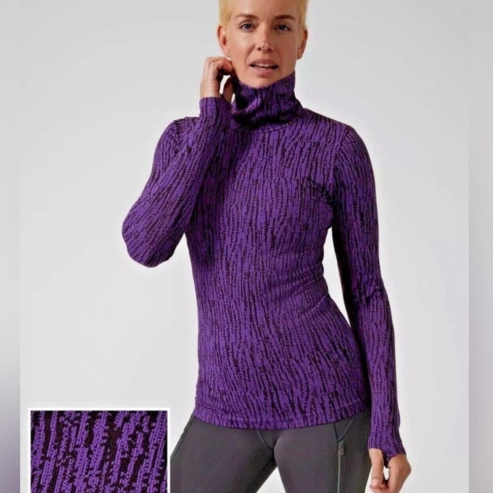 ATHLETA Flurry Elemental Turtleneck Black /Violet Size Large